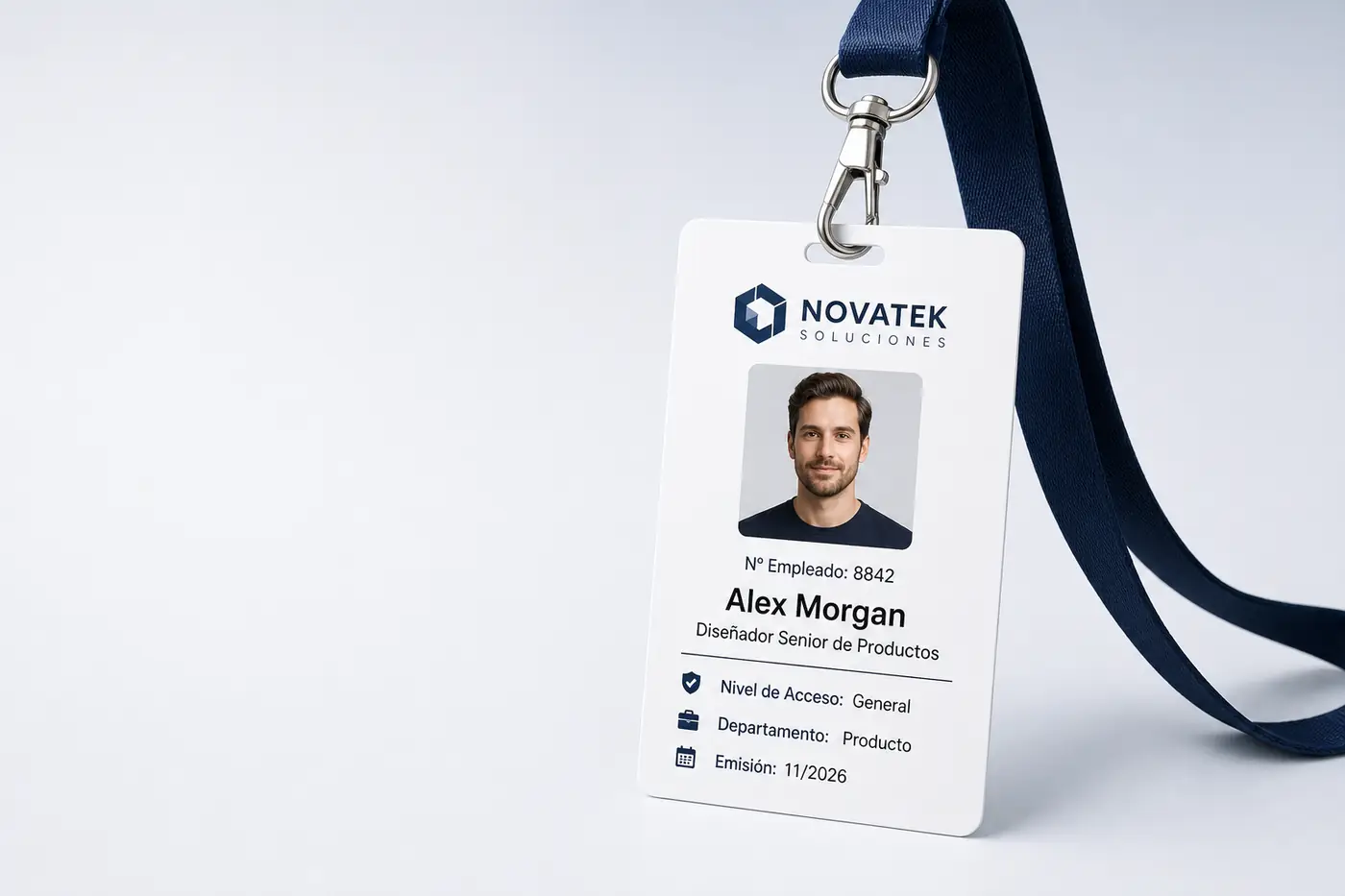 Credenciales PVC tamaño tarjeta con lanyard y porta credencial